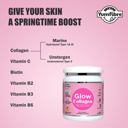 Glow Collagen | Marine Hydrolyzed Type I & III | Unstergen Undenatured Type II