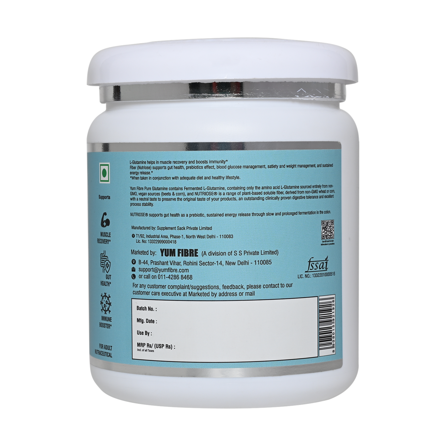 Fiber Glutamine | Plant Based Glutamine | Fermented Glutamine with Nutriose